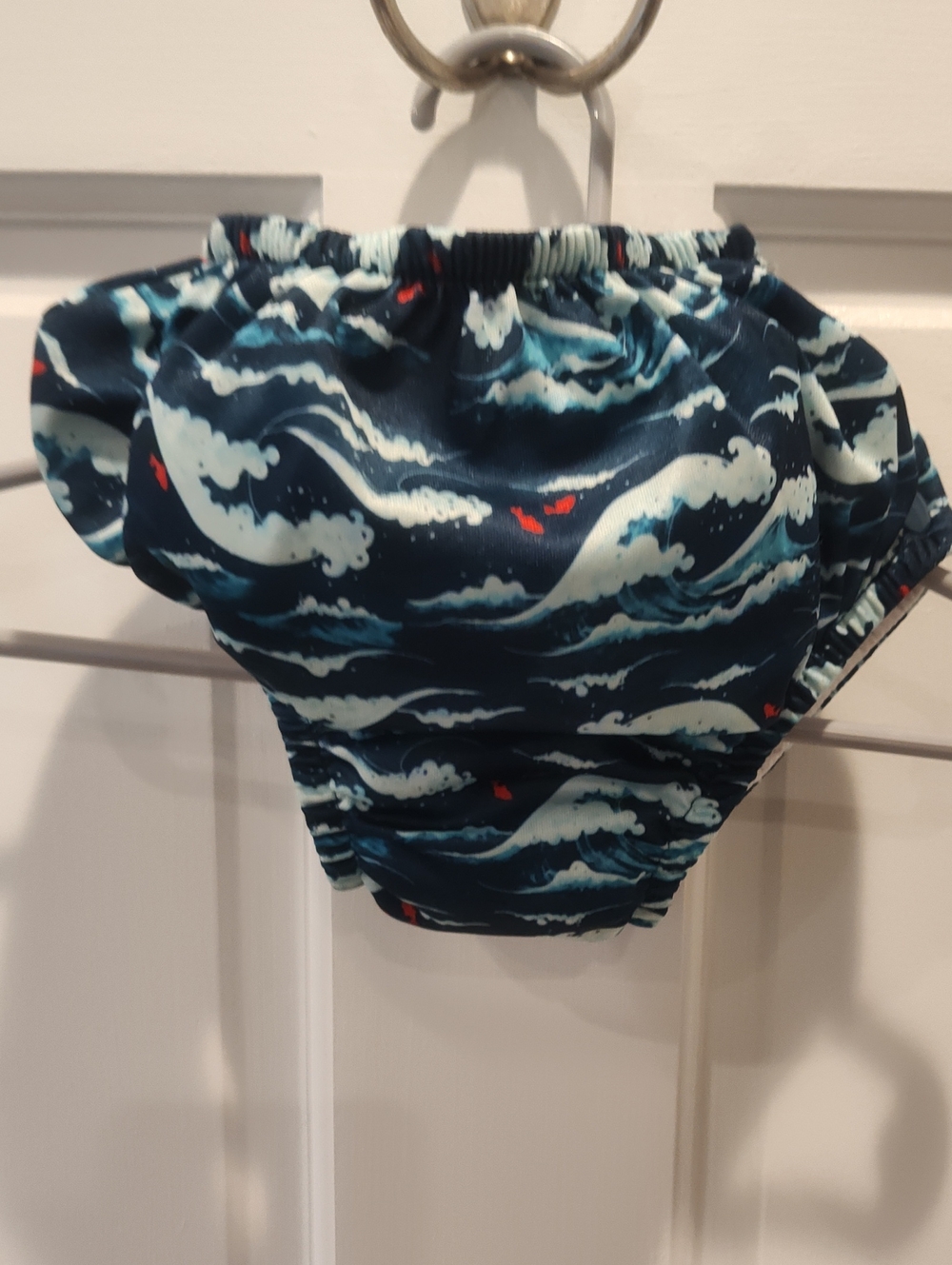 Navy Wave Print Kids Diaper Cover